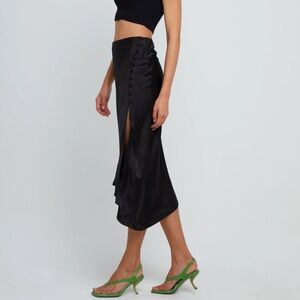 Kourt Black Buttoned Midi Skirt